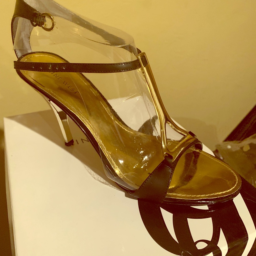 Elegant black and gold heels